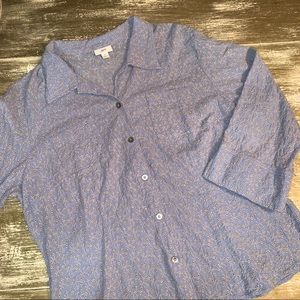 J Jill Embroidered Button Down Top Shirt Blouse L
